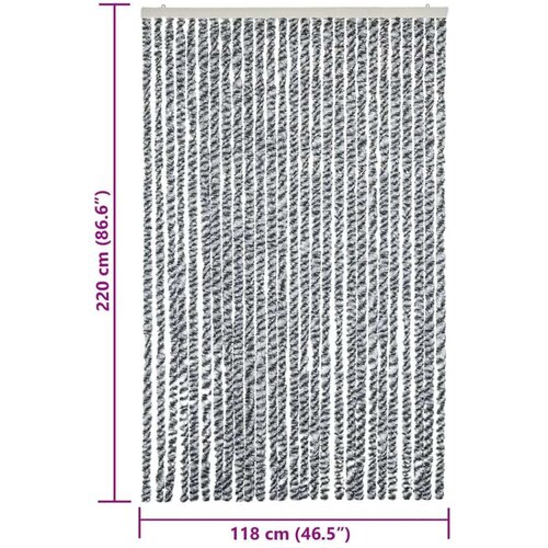 vidaXL Zastor protiv muha sivi i crno-bijeli 118 x 220 cm od šenila Cene