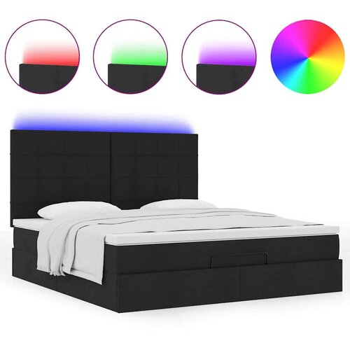 VidaXL Otomanski krevet s madracem i LED crni 180x200cm od tkanine Slike
