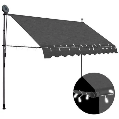  ročno zložljiva tenda z LED lučmi 300 cm antracitna