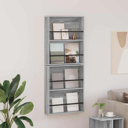  Polica za časopise s policom 2 pcs Siva Sonoma 60 x 12 x 70 cm Cijene