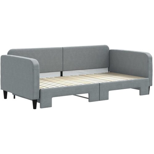  Dnevni krevet na razvlačenje svjetlosivi 100x200 cm od tkanine Slike