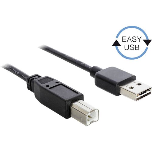 Delock USB 2.0 kabel [1x mo&scaron;ki konektor USB 2.0 tipa A - 1x mo&scaron;ki konektor USB 2.0 tipa B] 1 m črna primeren za obojestranski priključek , pozlačeni k, (20417348) Cene