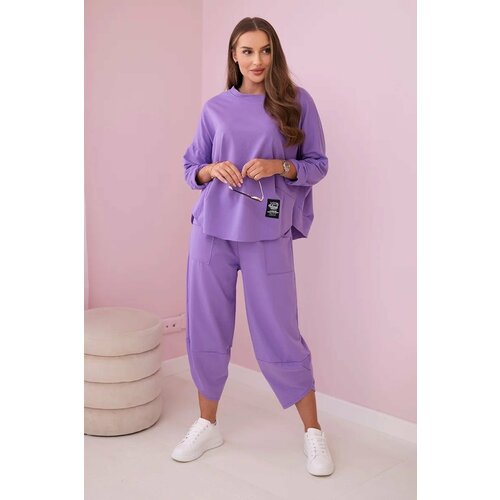 Kesi Set of cotton sweatshirt and trousers purple Slike