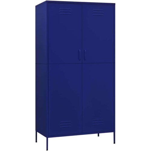 VidaXL Garderobna omara mornarsko modra 90x50x180 cm jeklo Slike