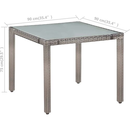  5-dijelni vrtni blagovaonski set od poliratana s jastucima sivi Siva Dužina stola 90 cm Slike