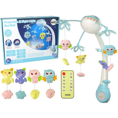 Lean_Toys Vrtiljak Projektor Daljinski upravljalnik Melodije Zveni živali Modra Cene