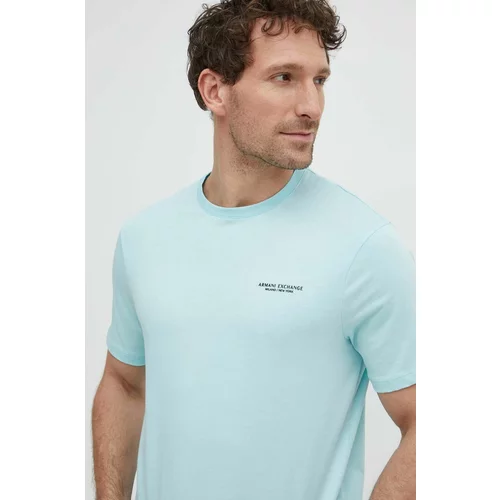 Armani Exchange Pamučna majica za muškarce, boja: ljubičasta, bez uzorka