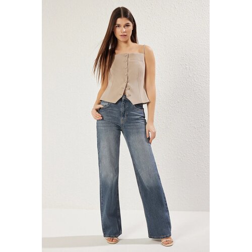 TRENDYOLMILLA ženski pantalone Twoaw24Je00089, indigo-plava Slike