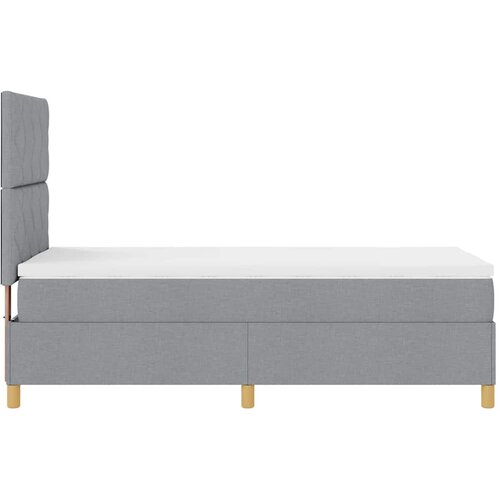  LED Box Spring Krevet Svijetlo siva 90 x 200 cm tkanina Slike