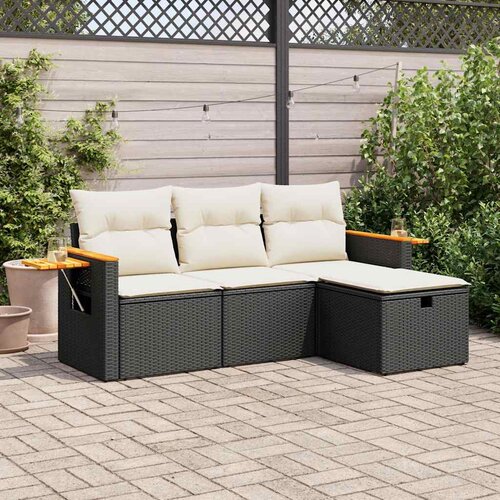 vidaXL 4-dijelni set vrtnih sofa od poliratana s jastucima crni Cijene