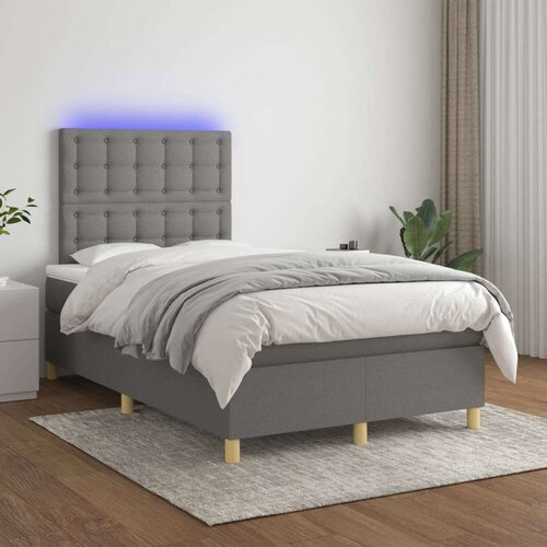  Box spring postelja z vzmetnico LED temno siva 120x200 cm blago, (20930447) Slike