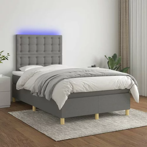  Box spring postelja z vzmetnico LED temno siva 120x200 cm blago, (20930447)