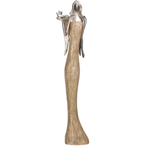 Tognana dekorativna figura anđeo sa pticom, 56 cm, zlatne boje Cene