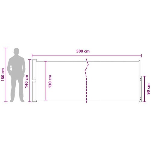  Retraktabilna bočna tende Sivosmeđa 500 x 140 cm Poliester - Sivosmeđa 140 x 500 cm Slike