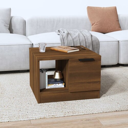 VidaXL Klubska mizica rjavi hrast 50x50x36 cm konstruiran les Slike