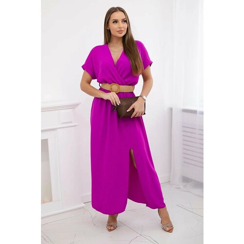 Kesi Long dress with a decorative belt of dark purple color Cene