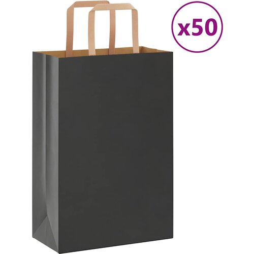 vidaXL Papirnate vrečke 50 kosov z ročaji črne barve 21x11x31 cm Cene