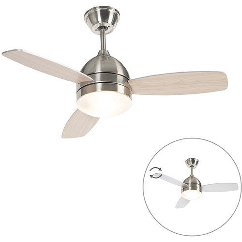 QAZQA Stropni ventilator jeklo z daljinskim upravljalnikom - Rotar Cene