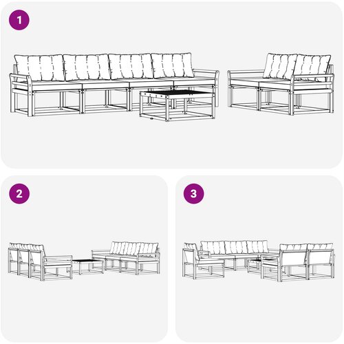  Set vanjskih sofa 7 kom. Bijela i svjetlosiva Slike