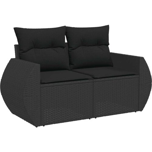  7-dijelni set vrtnih sofa od poliratana s jastucima crni Slike