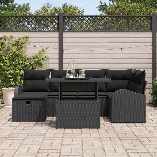  Sjedeća garnitura za vrt 7 kom. Crna poliratan 234 x 124 x 85 cm Slike