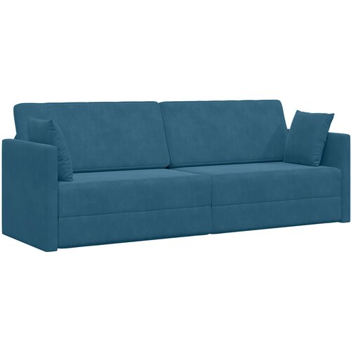 vidaXL Tlačni kavč na razteg 2-v-1 Modra 213x144x60 cm Žamet Cene