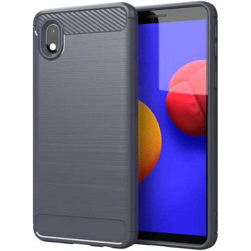 Cadorabo Ohi&amp;scaron;je, združljiv s Samsungom v krtačenem sivem - za&amp;scaron;čitnem pokrovu, narejen iz fleksibilnega silikona TPU v videzu iz nerjavečega jekla ogljika, (20586035) Slike