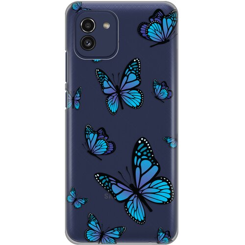 maska silikonska print skin za samsung A035G galaxy A03 blue butterfly Slike