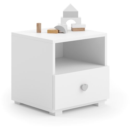Kobi Furniture Nočna omarica Emi bela - siv ročaj, (20625995) Cene