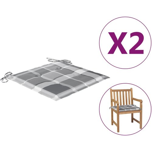 vidaXL Blazine za vrtne stole 2 kosa siv karo vzorec 50x50x3 cm blago Cene