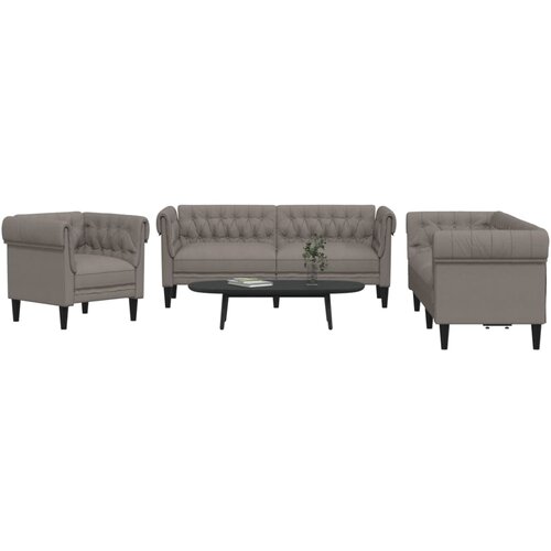  3-dijelni set sofa smeđesivi od tkanine Cene