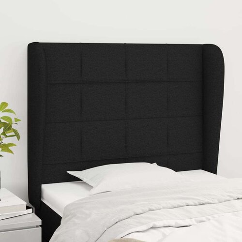  Vzglavje z u&amp;scaron;esi črno 83x23x118/128 cm blago, (20794137) Slike