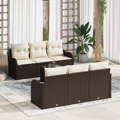 vidaXL 7-delna vrtna sofa z blazinami rjav poli ratan Cene