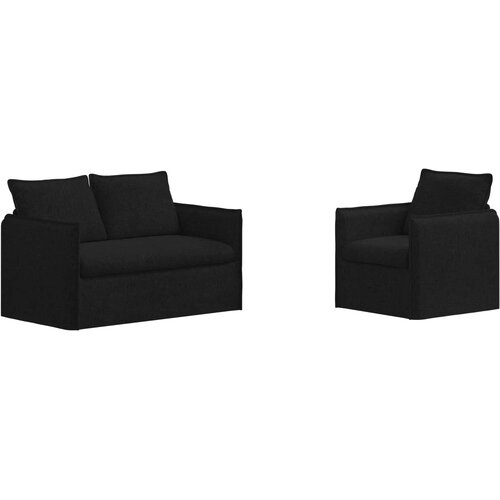  Set sofe 2 pcs Crna 136 x 82 x 85 cm Tkanina Slike