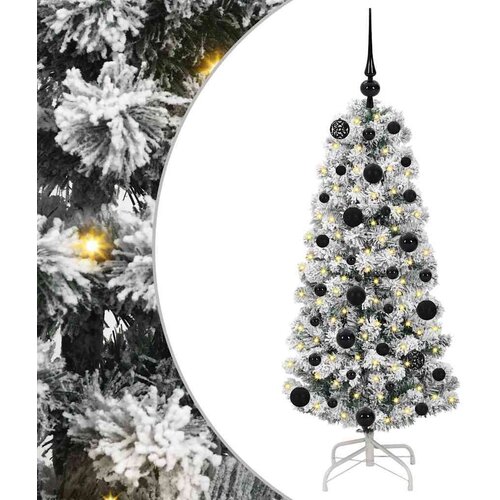VidaXL Umjetno božićno drvce s nogom Zelena i bijela 120 cm PVC Slike