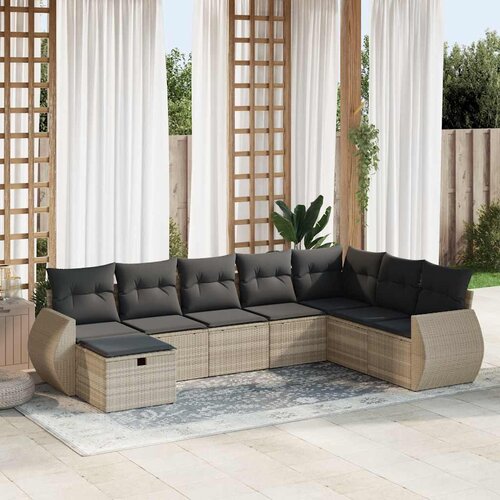 vidaXL 8-dijelni set vrtnih sofa od poliratana s jastucima svjetlosivi Cijene