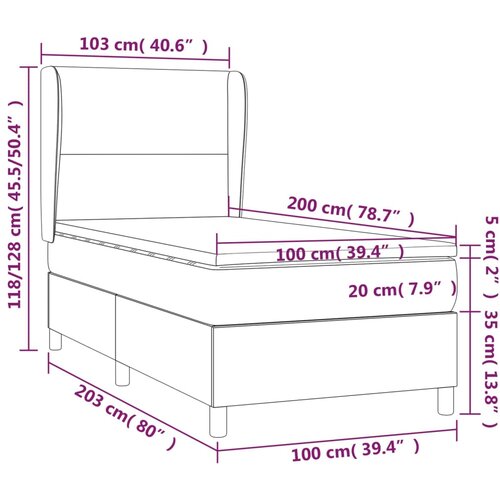  box spring s madracem LED tamnosivi 100x200 cm tkanina Slike