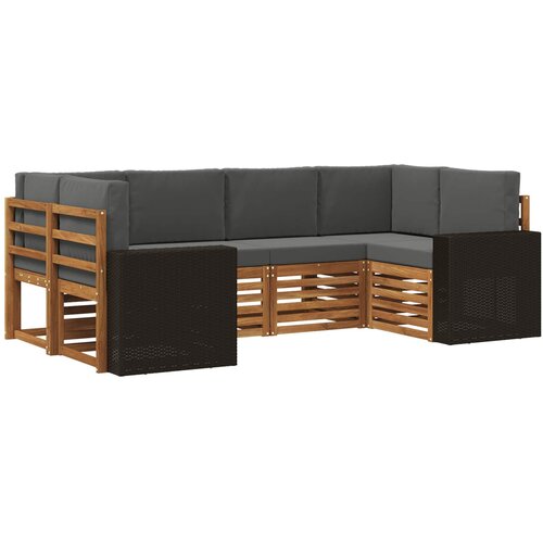 vidaXL Kotna sedežna garnitura 6 pcs Naravna in antracitna Poliester, (5000283594) Cene