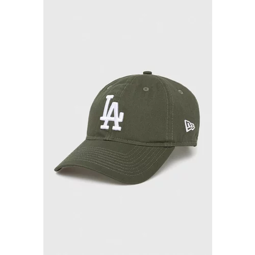 New Era Bombažna bejzbolska kapa zelena barva, LOS ANGELES DODGERS