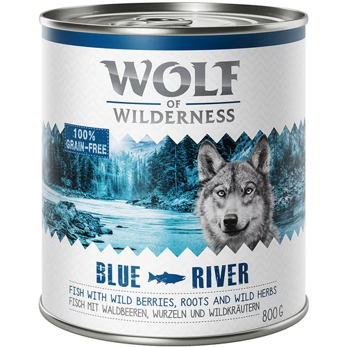 Wolf of Wilderness Adult 6 x 800 g - NOVO: Blue River - riba