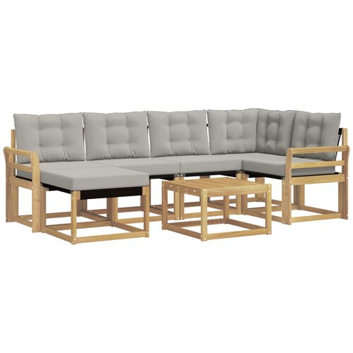 vidaXL Zunanja garnitura za sedenje 7 pcs Bela in svetlo siva, (5000280728) Cene