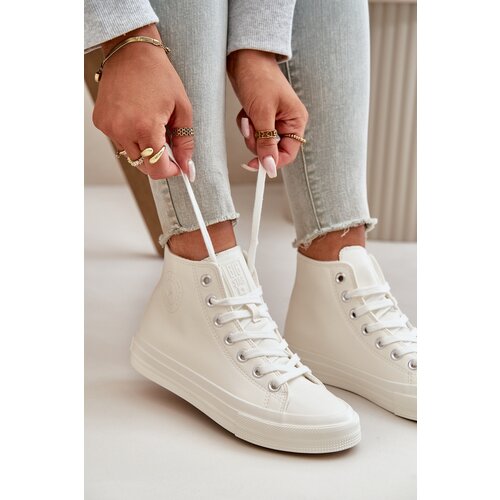 Big Star Women's Insulated Sneakers From Eco Leather White Cene