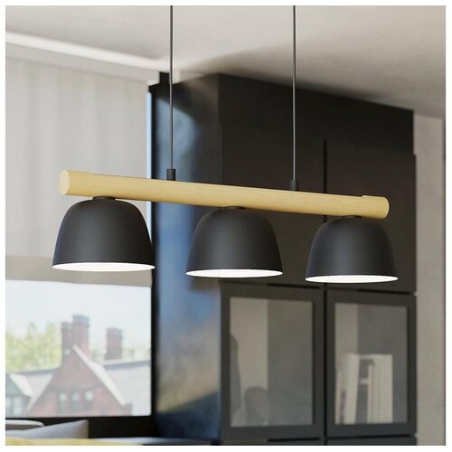 Eglo Sherburn viseća lampa 3xE27, 77 cm, crna/drvo, 43739 Cene