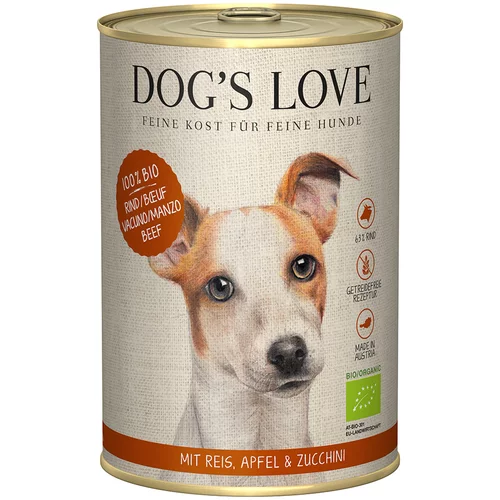 Dog's Love Bio 6 x 400 g - Ekološko pridelana govedina