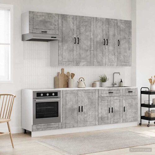  Kuhinjska jedinica PORTO 8 pcs Betonska siva Konstruirano drvo Cene