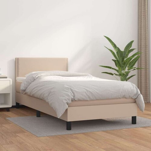  Box spring postelja z vzmetnico kapučino 90x200 cm umetno usnje, (20723371) Slike