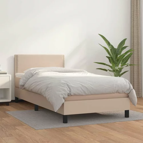  Box spring postelja z vzmetnico kapučino 90x200 cm umetno usnje, (20723371)