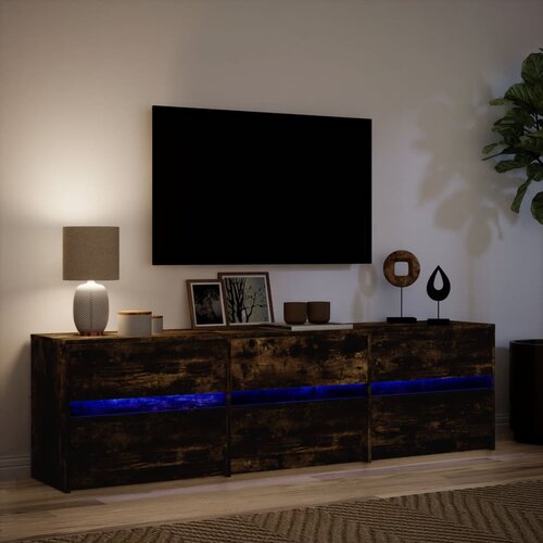  ormarić s LED svjetlima boja hrasta 180x34x50 cm drveni Slike