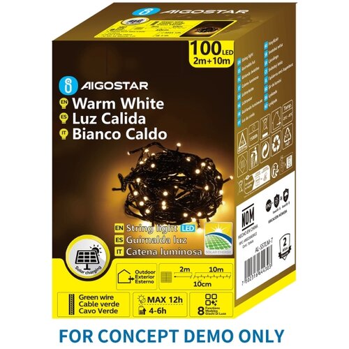 Aigostar LED solarni božićni lanac 500xLED/8 funkcija 52m IP65 topla bela 1200 mAh Slike