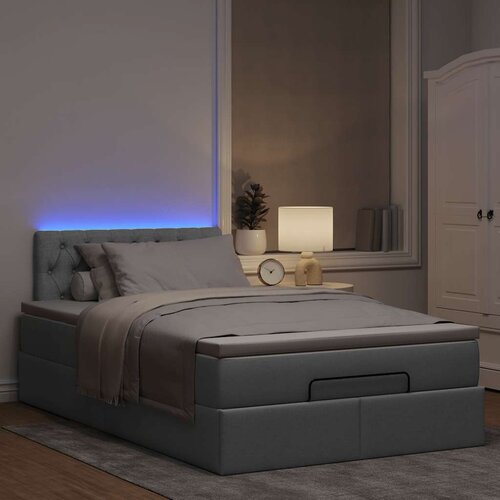 VidaXL Otomanski krevet s madracem svjetlosivi 120x190 cm tkanine Slike